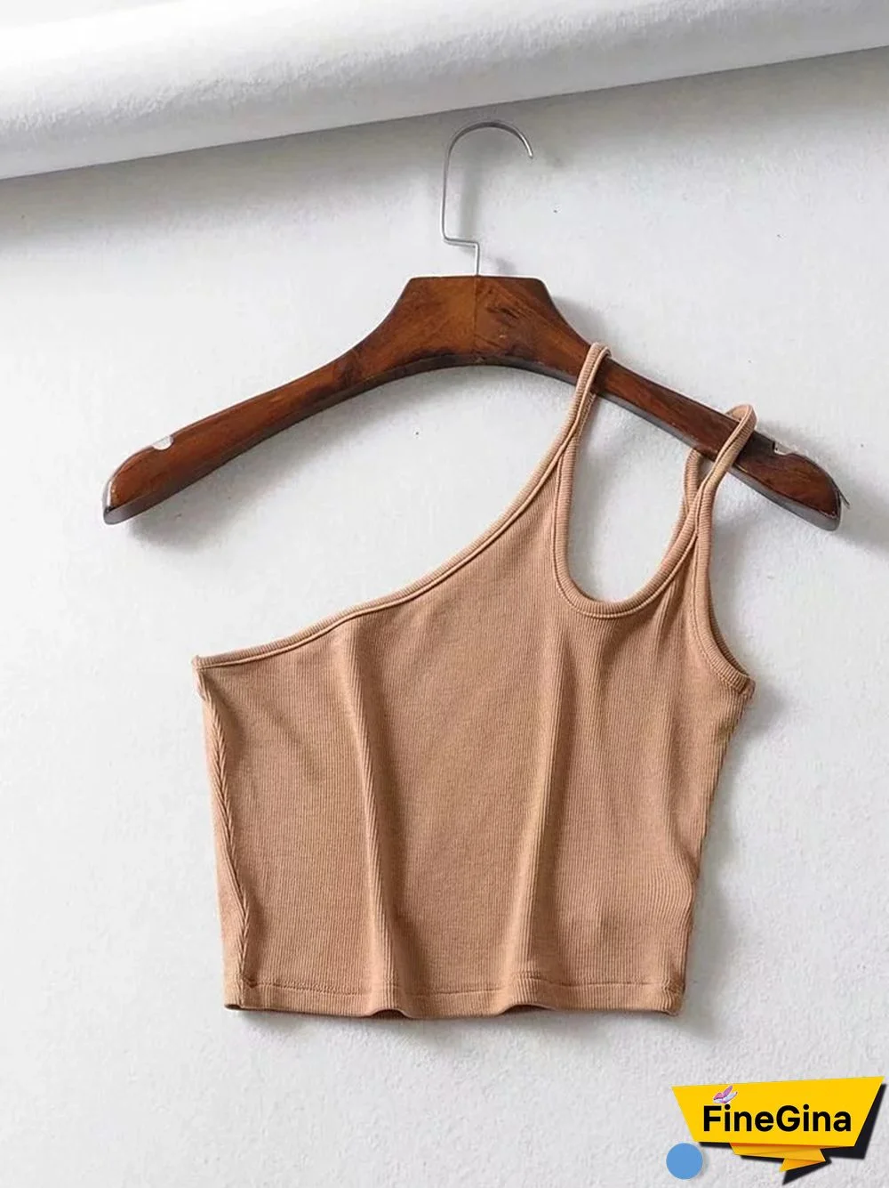 One Shoulder Ribbed Camis Women Summer Double Strap Slim Fit Tank Tops 90s Cool Girls Streetwear Strench Tees