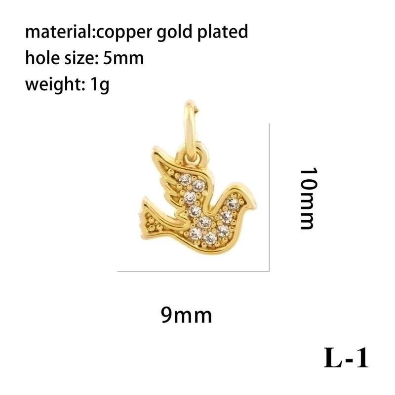 Elegant Minimalist Bee Dragonfly Butterfly Copper Plating Inlay Zircon 18k Gold Plated Charms