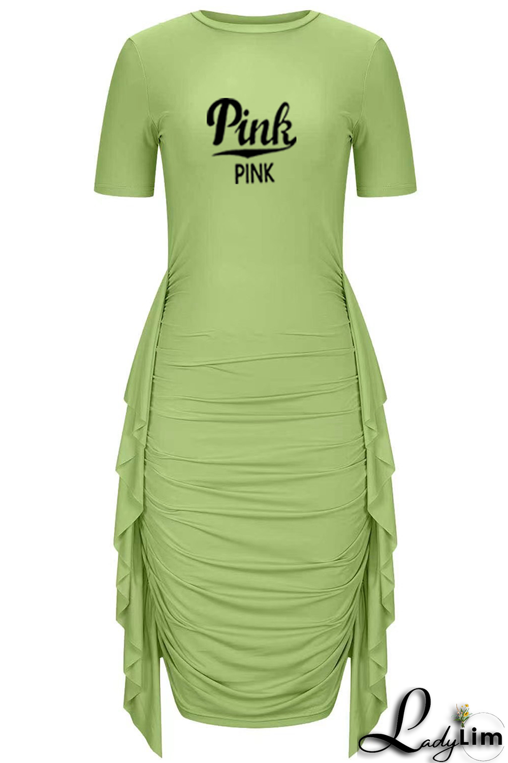 Grey Casual Print Tassel O Neck Pencil Skirt Dresses