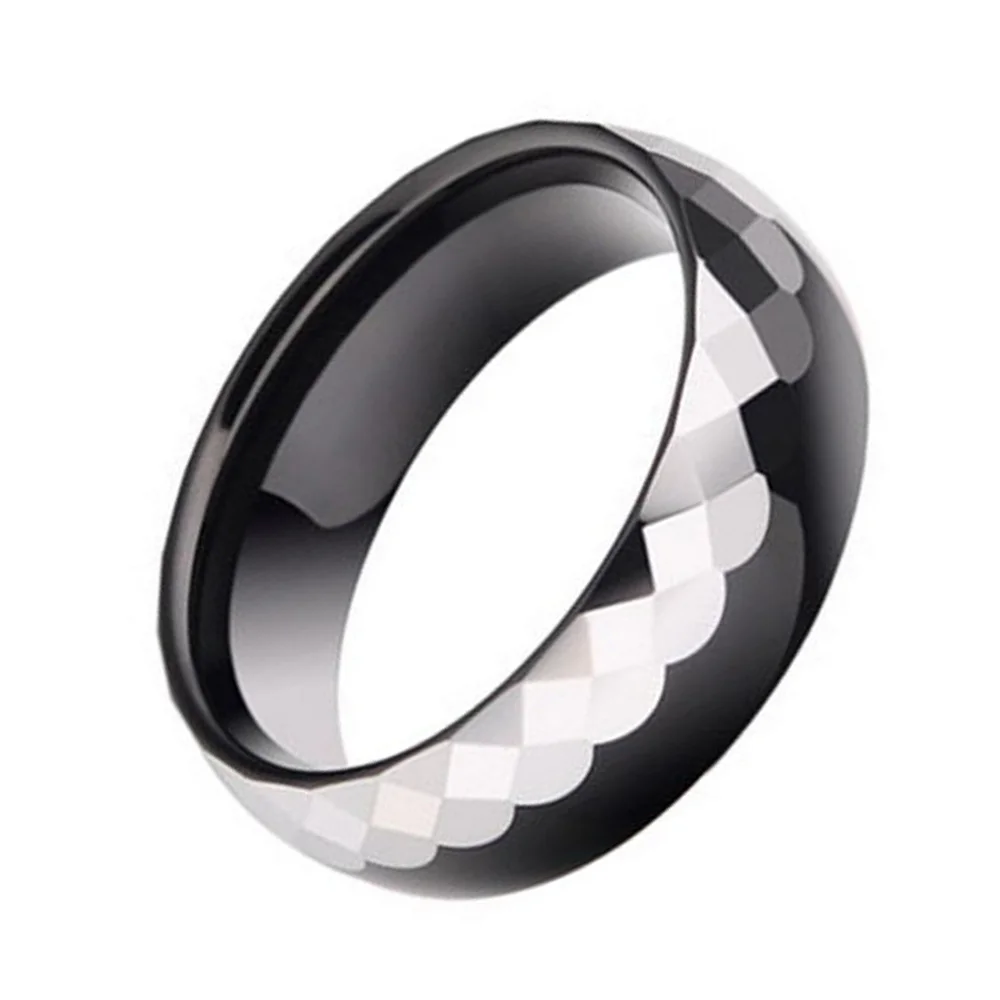 6MM 8MM Black Couple Tungsten Rings White Half Rhombus Cut Polished Smooth