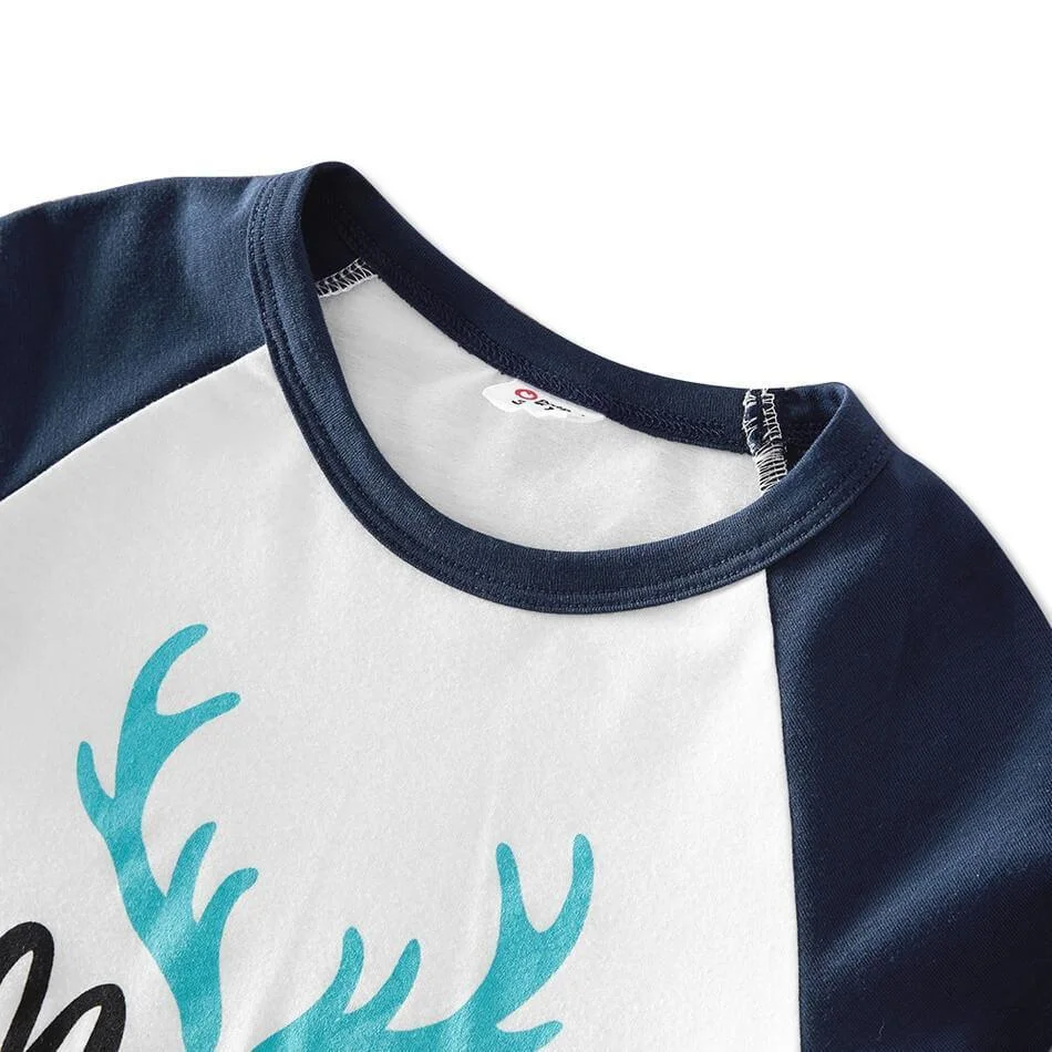 Christmas Antler Top and Snowman Reindeer Print Pants Family Matching Pajamas Sets