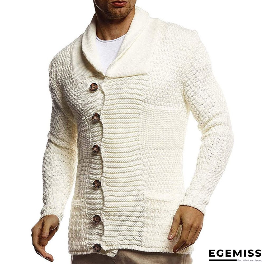 Men's Solid Color Long Sleeve Knitted Cardigan Coat | EGEMISS