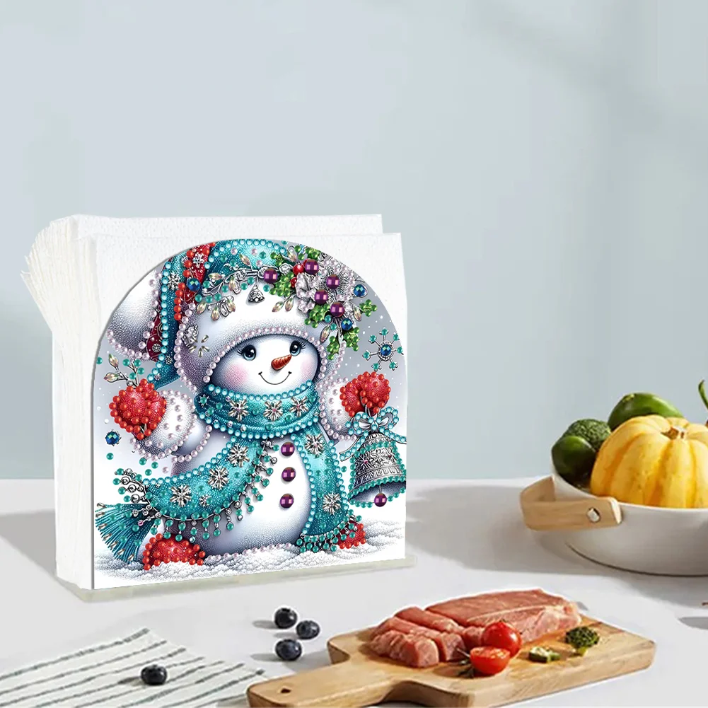 DIY Acrylic Winter Snowman Diamond Painting Paper Towel Holder for Home Art Crafts