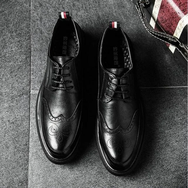 Retro Bullock Design Men Classic Business Formal Shoes Pointed Toe leather shoes Oxford Shoes | EGEMISS
