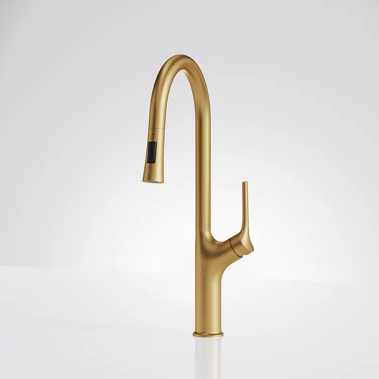 EVERSTEIN Single Handle Pull Down Kitchen Faucet Brushed Gold 