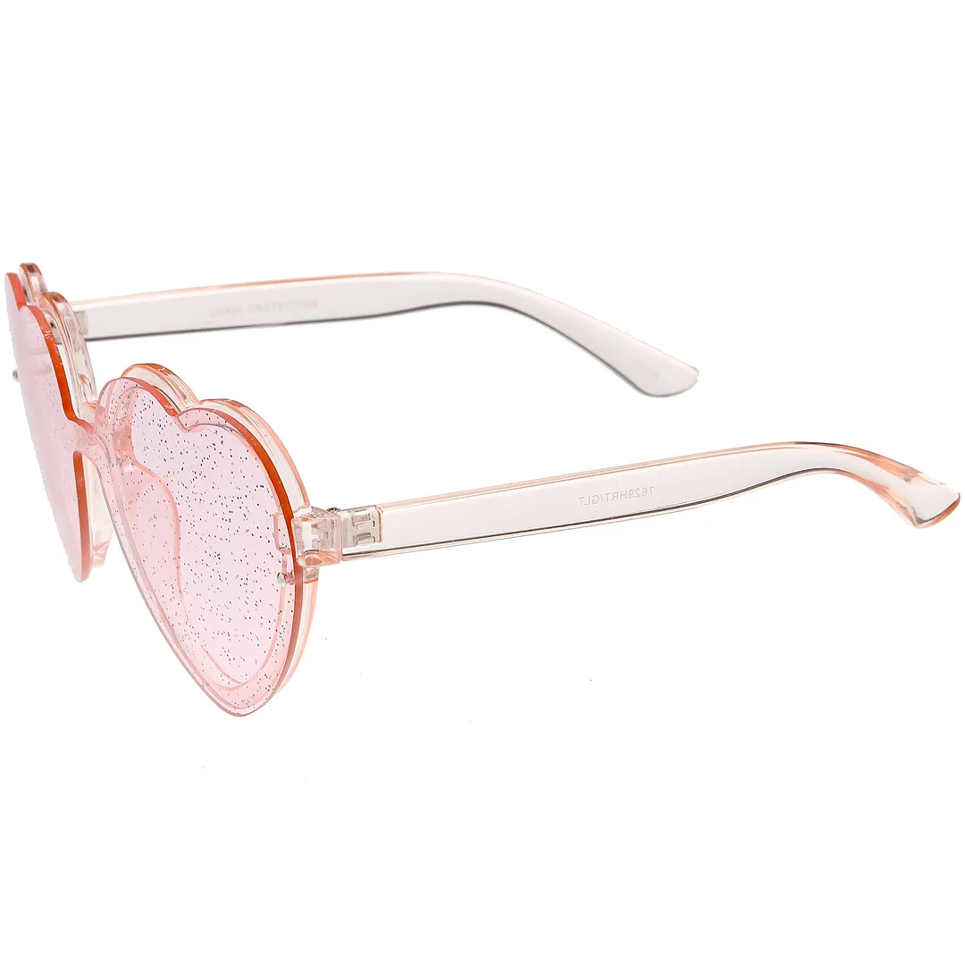 Women's Translucent Rimless Heart glasses Glitter Lens 52mm