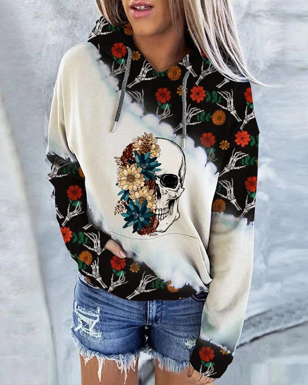 Women's Halloween Print Hoodie Long Sleeve Sweatshirt