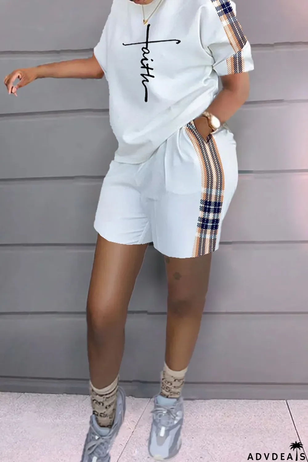 Leopard Print Casual Print Patchwork O Neck Short Sleeve Two Pieces