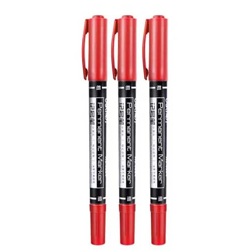 3pcs/set Dual Tip Permanent Marker Waterproof Marker Pen Fine/Medium Point 0.5mm-1mm Pen Marker Black Blue Red Ink art Supplies
