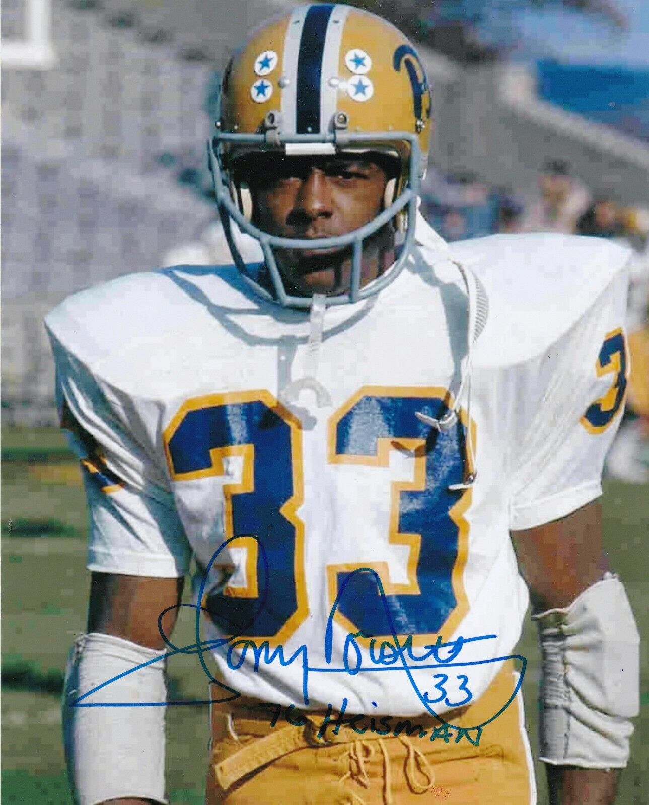 TONY DORSETT PITTSBURGH PANTHERS 1976 HEISMAN ACTION SIGNED 8x10