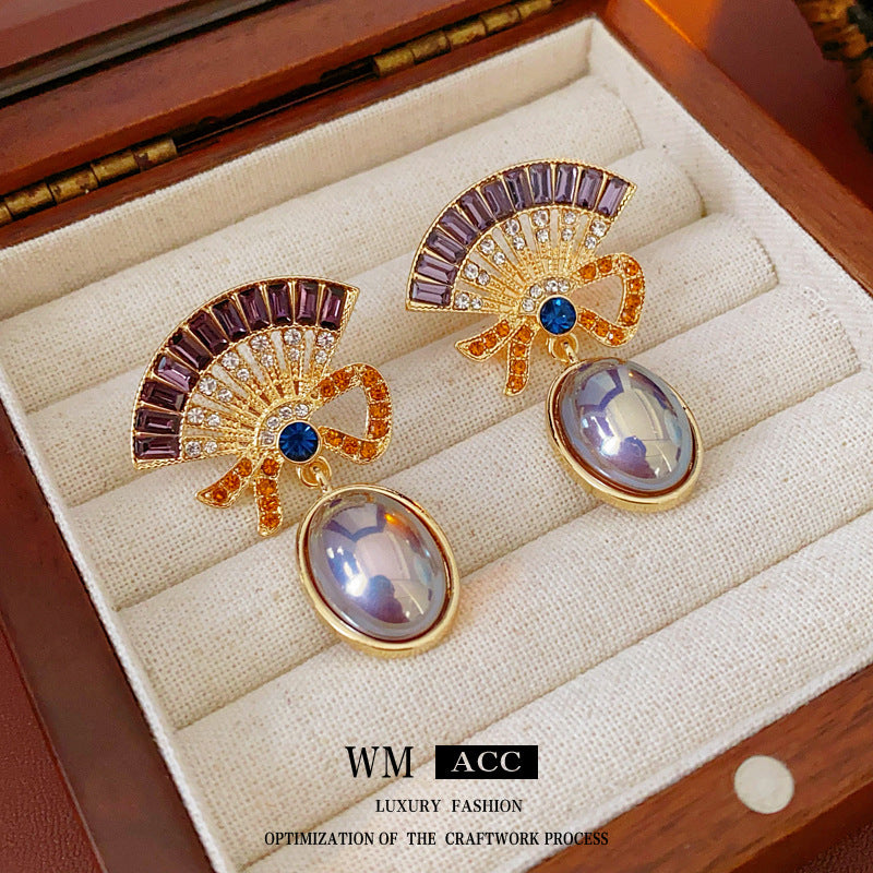 Medieval Fan-Shape Geometric Alloy Electroplating Earrings