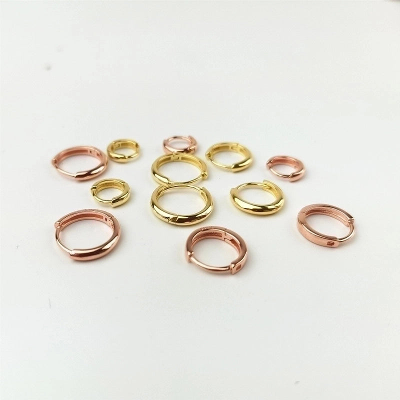 1 Pair 925 Sterling Silver Solid Color Hoop Earrings