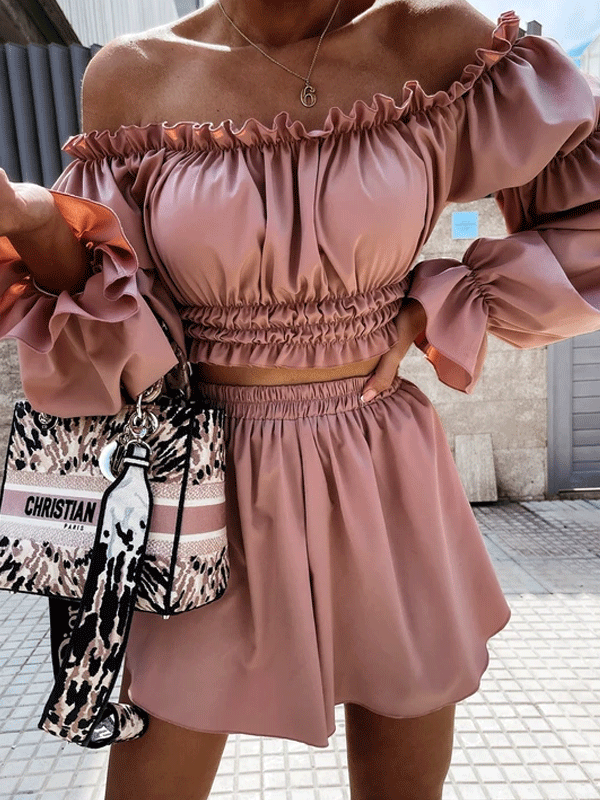 Off shoulder ruched set
