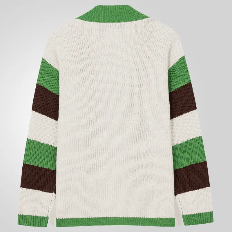 Uveng Uveng Men's Knitted Shirt Loose Color Knitted Jacket Thick Knit Sweater Man SY0105