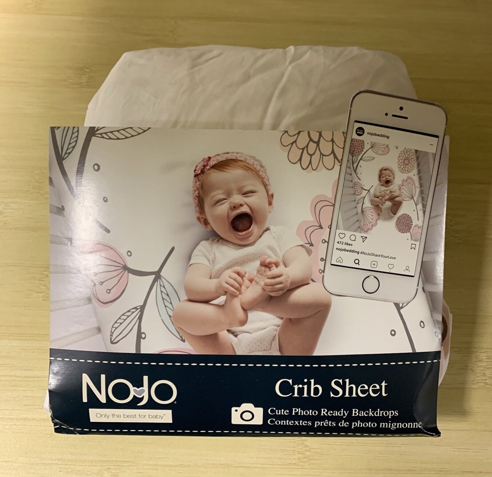 NoJo Photo Poster painting Op 100% Cotton Fitted Crib Sheet, Floral, Pink/Gray