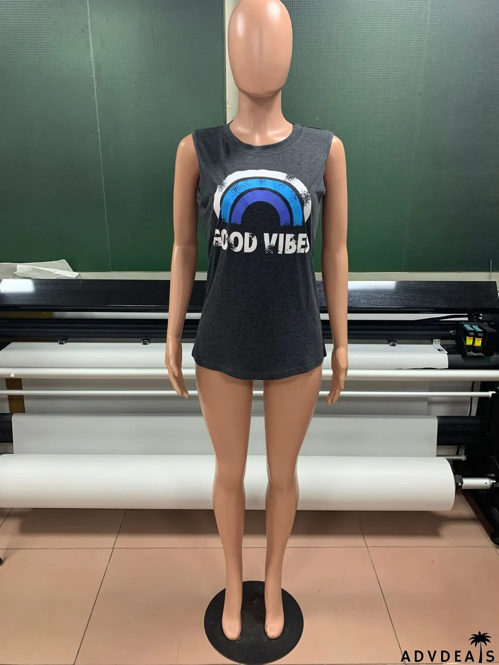 Summer Women'S Tank Top Letter Print Round Neck Sleeveless T-Shirt