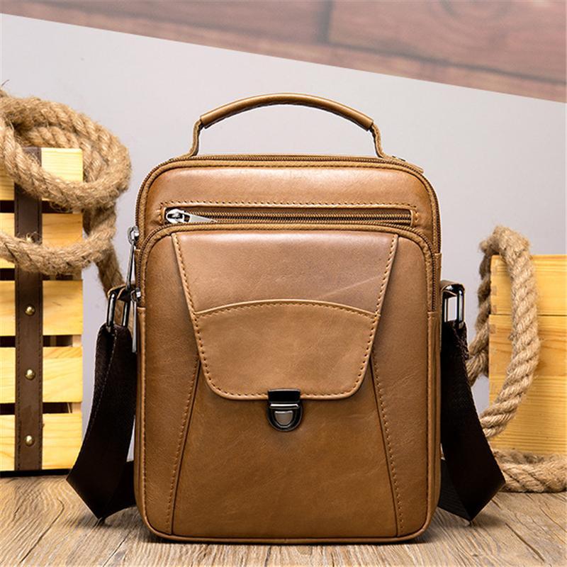 Organizational Layout Top-Handled Genuine Leather Adjustable Strap Sling Bag