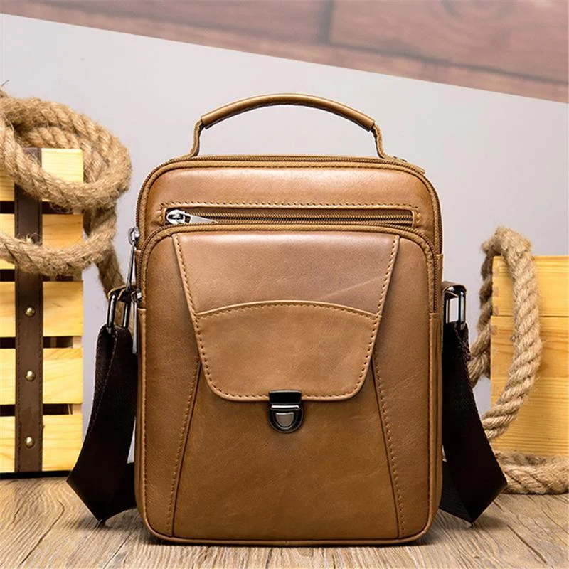 Organizational Layout Top-Handled Genuine Leather Adjustable Strap Sling Bag