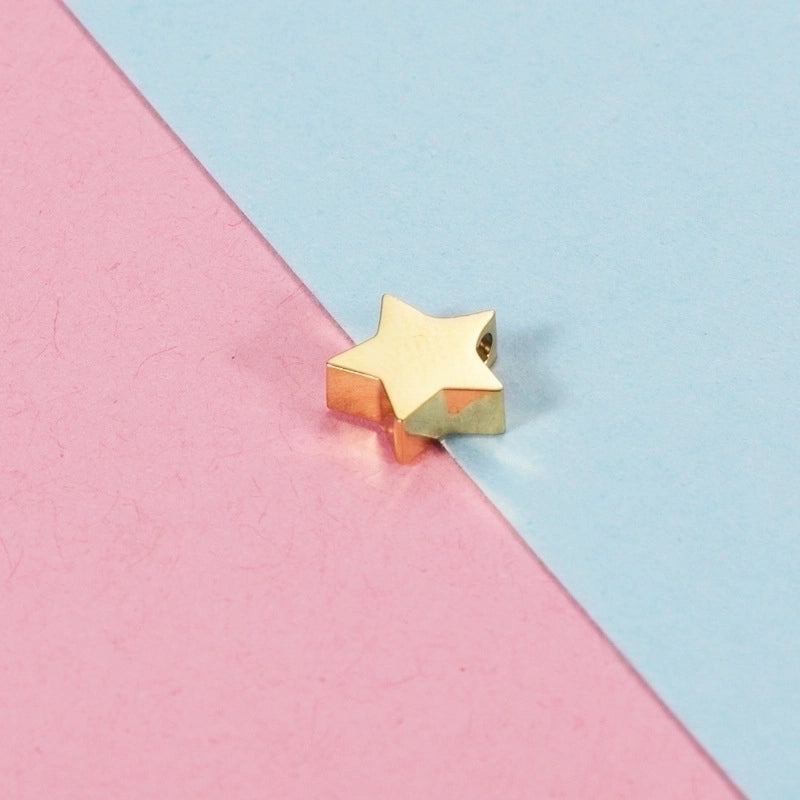 1 Piece Stainless Steel None 18K Gold Plated Pentagram Beads