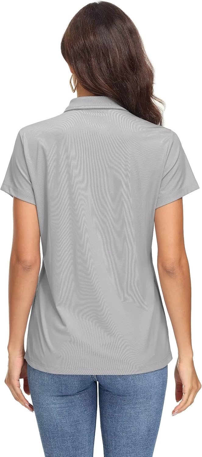 Women's Polo Shirts UPF 50+ Sun Protection 4 Buttons Casual Work Quick Dry Short Sleeve Collared Golf Shirt