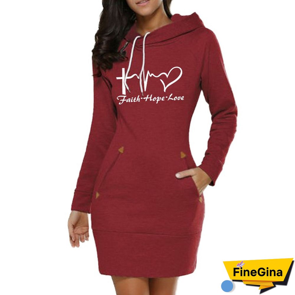 Spring/Autumn/New Womens Fashion Print Womens Hoodie Dress Slim Fit Popular Pullover