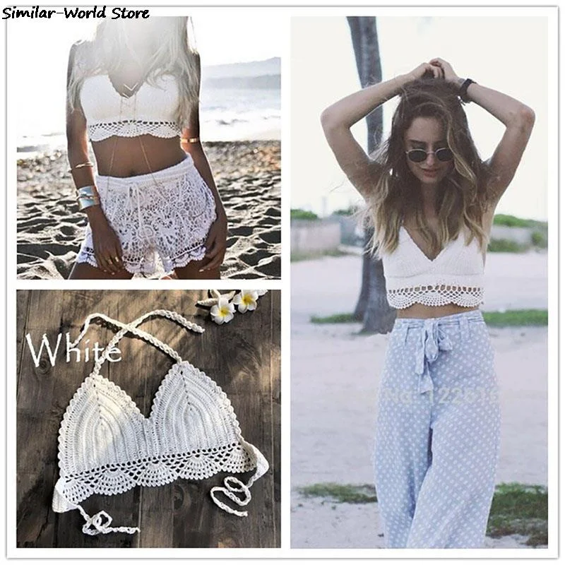 2020 New Women Summer Casual Tops Rib Knitted Hollow Out Backless Halter Crop Tops Women Sexy Club Camis