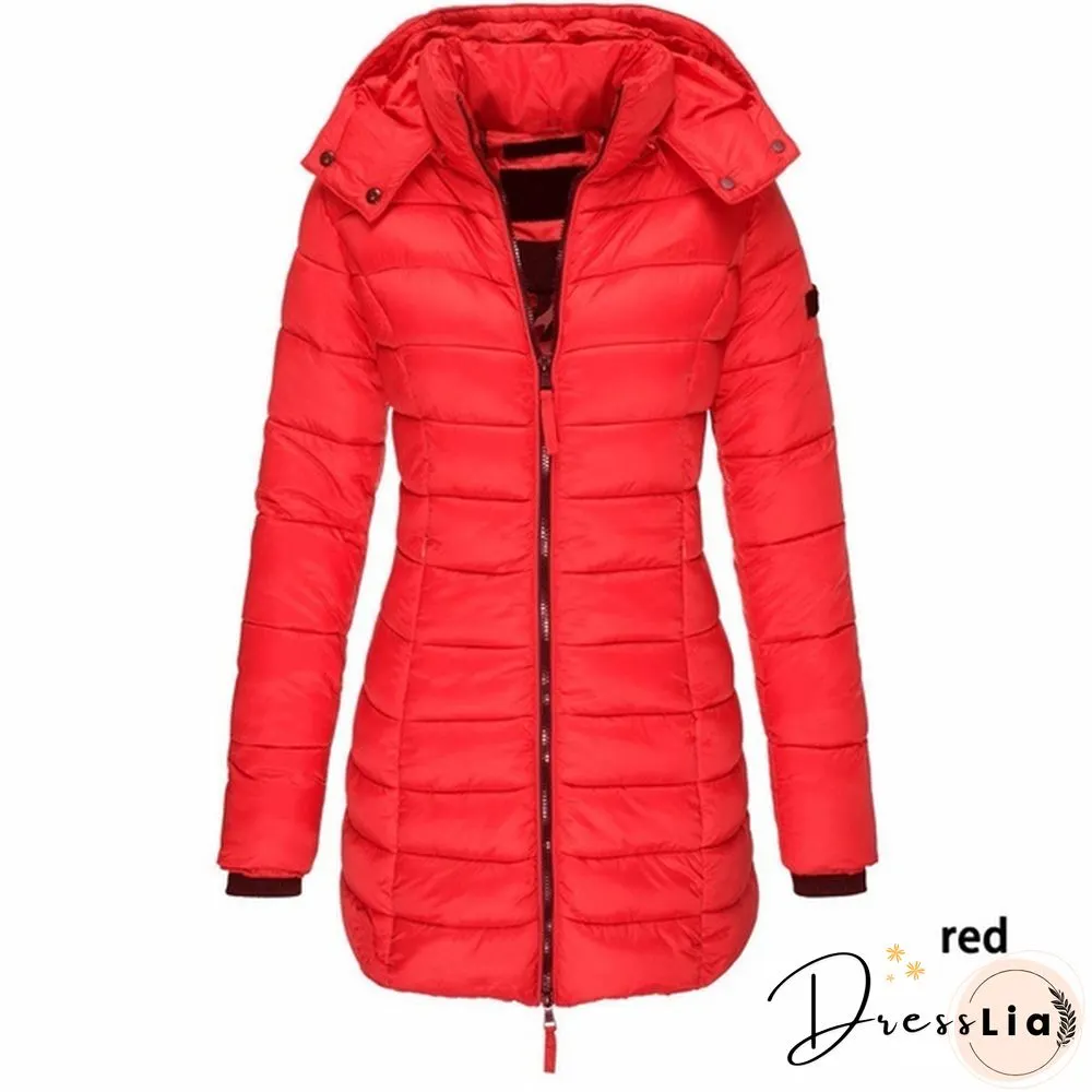 New Women Winter Long Coat Thicken Warm Hooded Cotton Padded Puffer Jacket Overcoat
