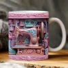 Tasse à coudre florale 3D 