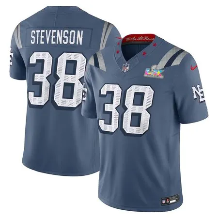 Youth New England Patriots #38 Rhamondre Stevenson Blue Super Bowl LX Patch Rivalries Collection F.U.S.E. Vapor Limited Jersey