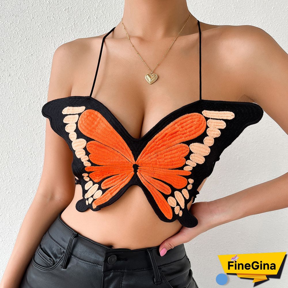 Women Summer Tops Y2K Tank For 90S Girls Butterfly Design Wrap Corset Coquette Female Fashion Cheap Camisole Tops Clothes