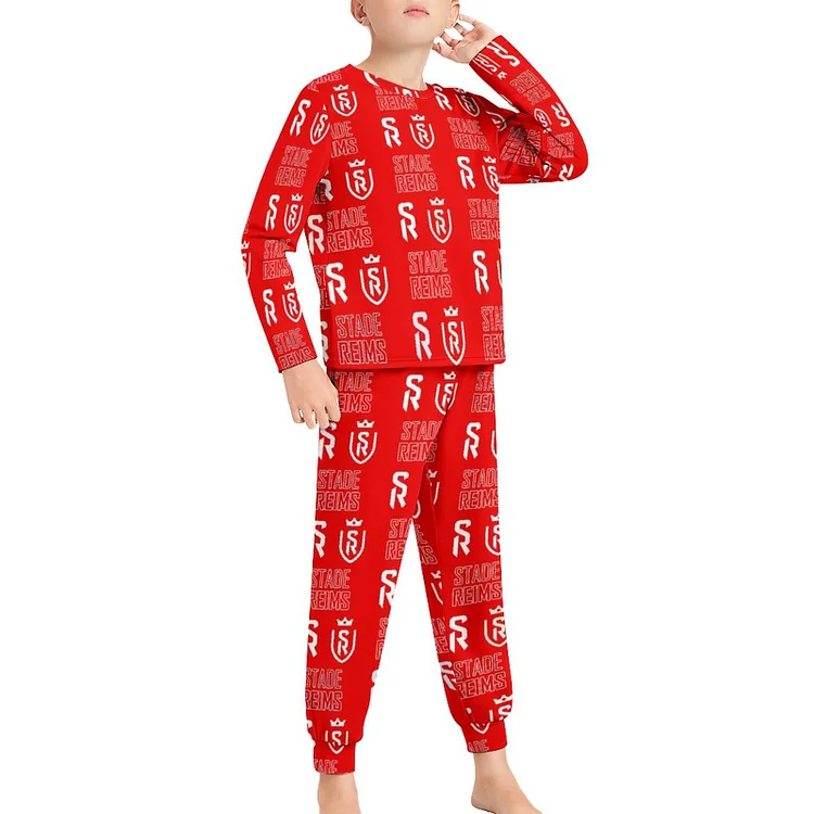 Stade De Reims Ensemble Pyjama Manches Longues Vêtements De Nuit Junior Enfants