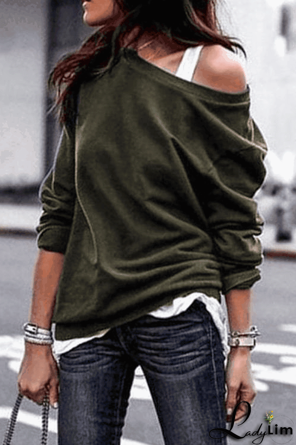 Fashion Long Sleeves One Shoulder T-Shirt