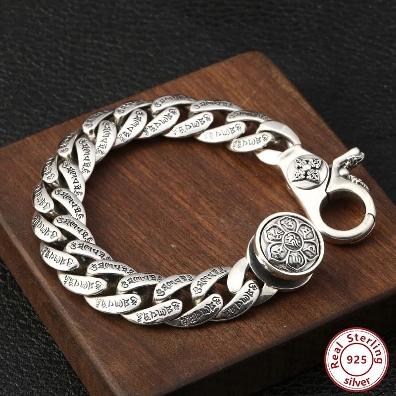 925 Sterling Silver Six-word Truth Turning Bracelet