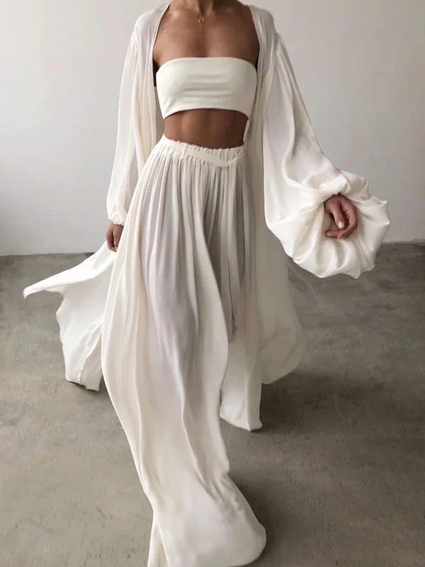 Strapless+Wide Leg Three-Piece Suits