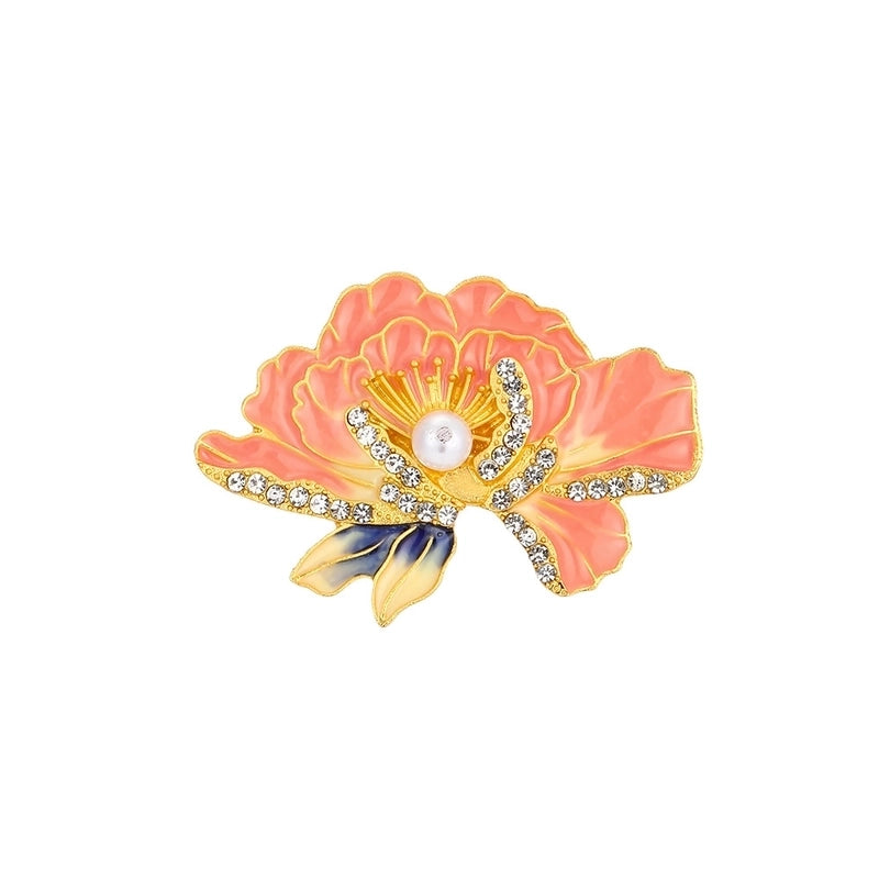 IG Style Pin Flower Alloy Enamel Inlay Rhinestones Women’s Brooches 1 Piece