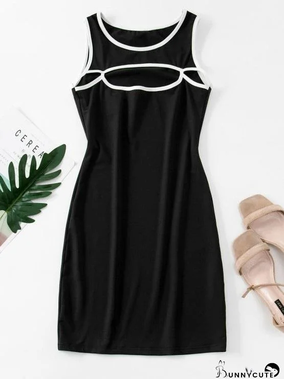 Cutout Binding Bodycon Tank Dress for Women