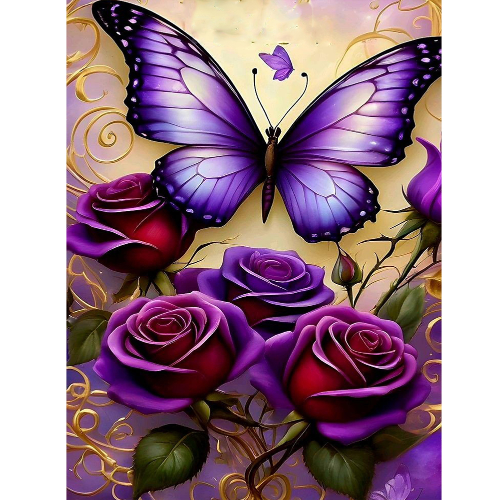 Rose Butterfly 30*40cm(canvas) full round drill diamond painting