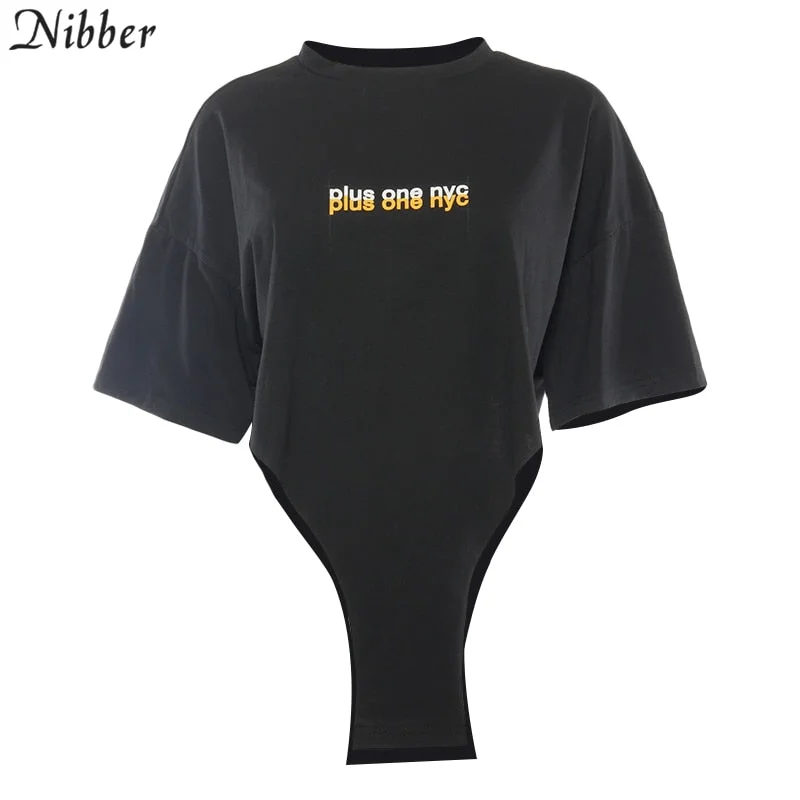 Nibber Letter Print Cut Out Triangle T-shirt Oversized Female Streetwear Women Fashion Creative Basic Tees Hot 2021 Trend Tops