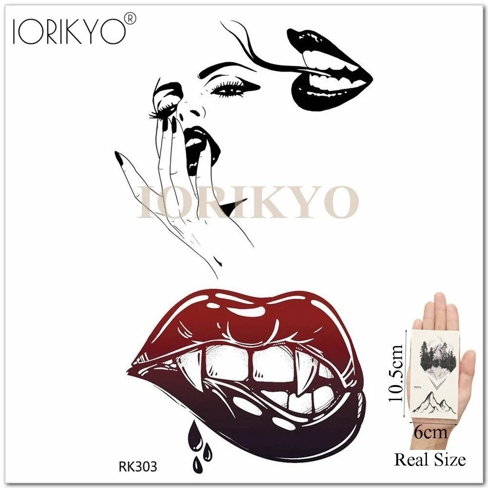 Old School Sexy Water Transfer Tattoo Stickers Women Body Art Drawing Temporary Tattoo Punk Girls Adults Love Waterproof Tatoos