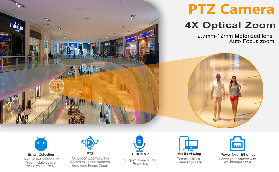 (Compatible for Hikvision) 8MP Outdoor PTZ PoE IP Camera with Mic/Audio,Security Speed Dome 