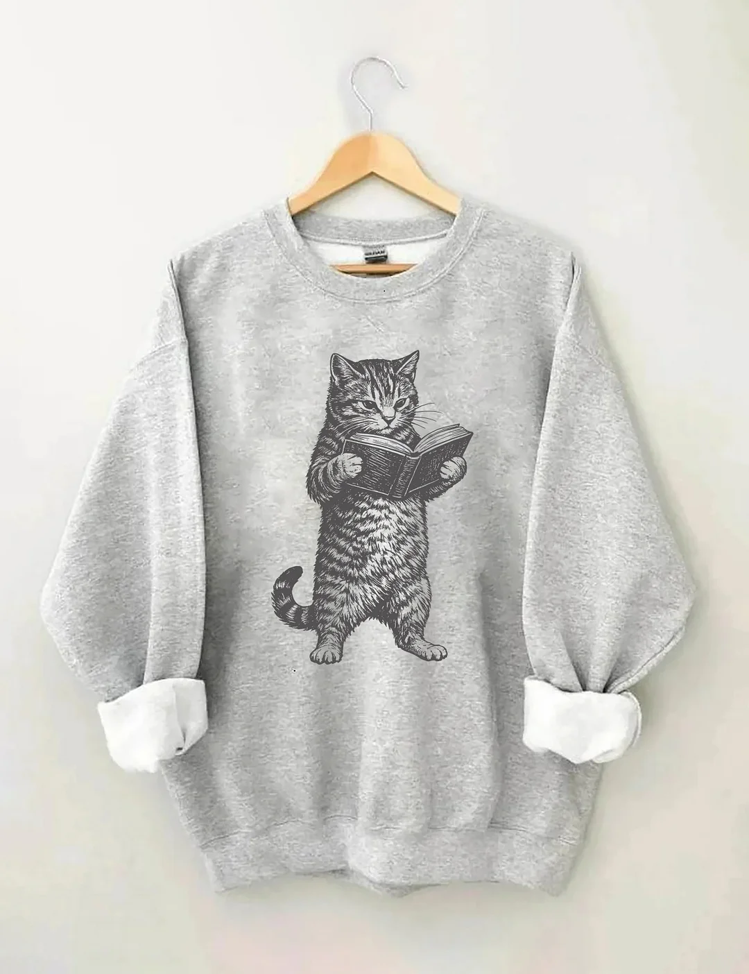Cat Reading Book Lover Sweatshirt