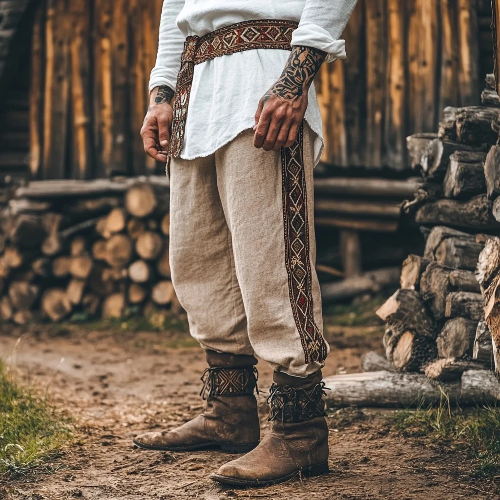  Traditional Embroidered Trousers with Matching Belt and Boots Set-inspireuse