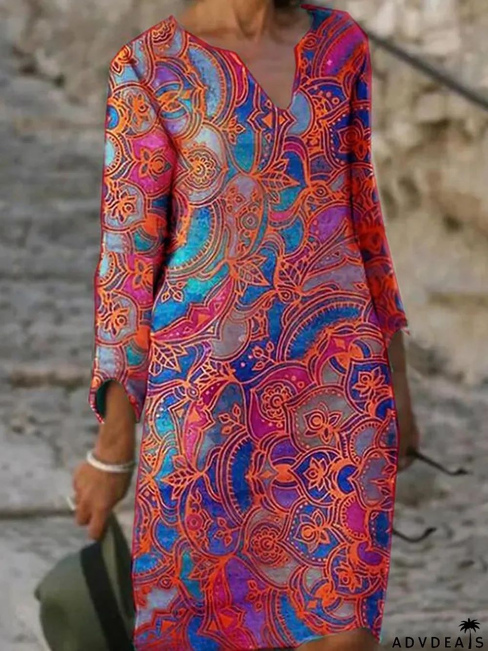 Women's Shift Dress Knee Length Dress Long Sleeve Print Fall Spring Casual Dress