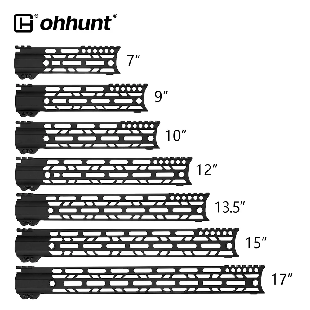 ohhunt®7'9'10'12'13.5'15'17 Inch Shark Mouth Handguard With 45C Steel Barrel Nut Suitable For AR15