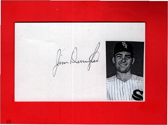 1957 JIM DERRINGTON-CHICAGO WHITE SOX AUTOGRAPHED 3x5 W/Photo Poster painting-.(d.2020)