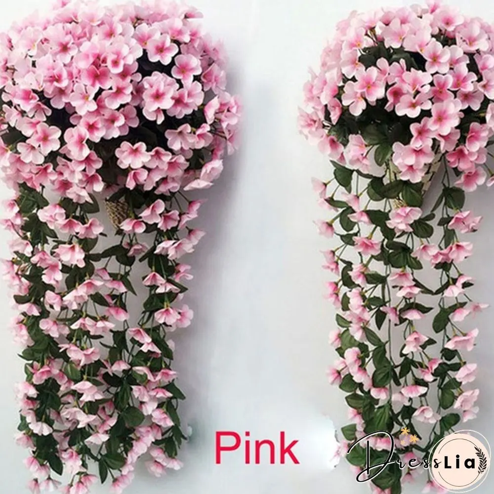 Colors 1Pcs Home Simulation Hanging Wall Artificial Fake Silk Violet orchid Flower Rattan