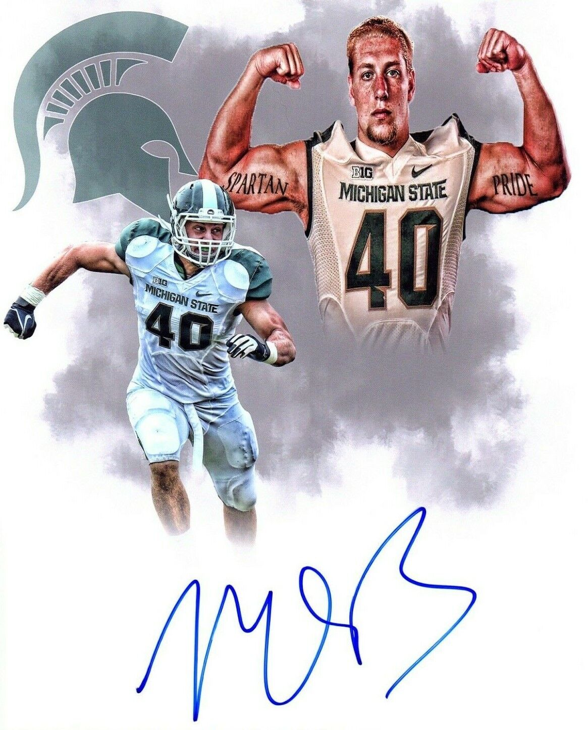 Max Bullough Michigan State signed autographed 8x10 football Photo Poster painting 2013 Champs!