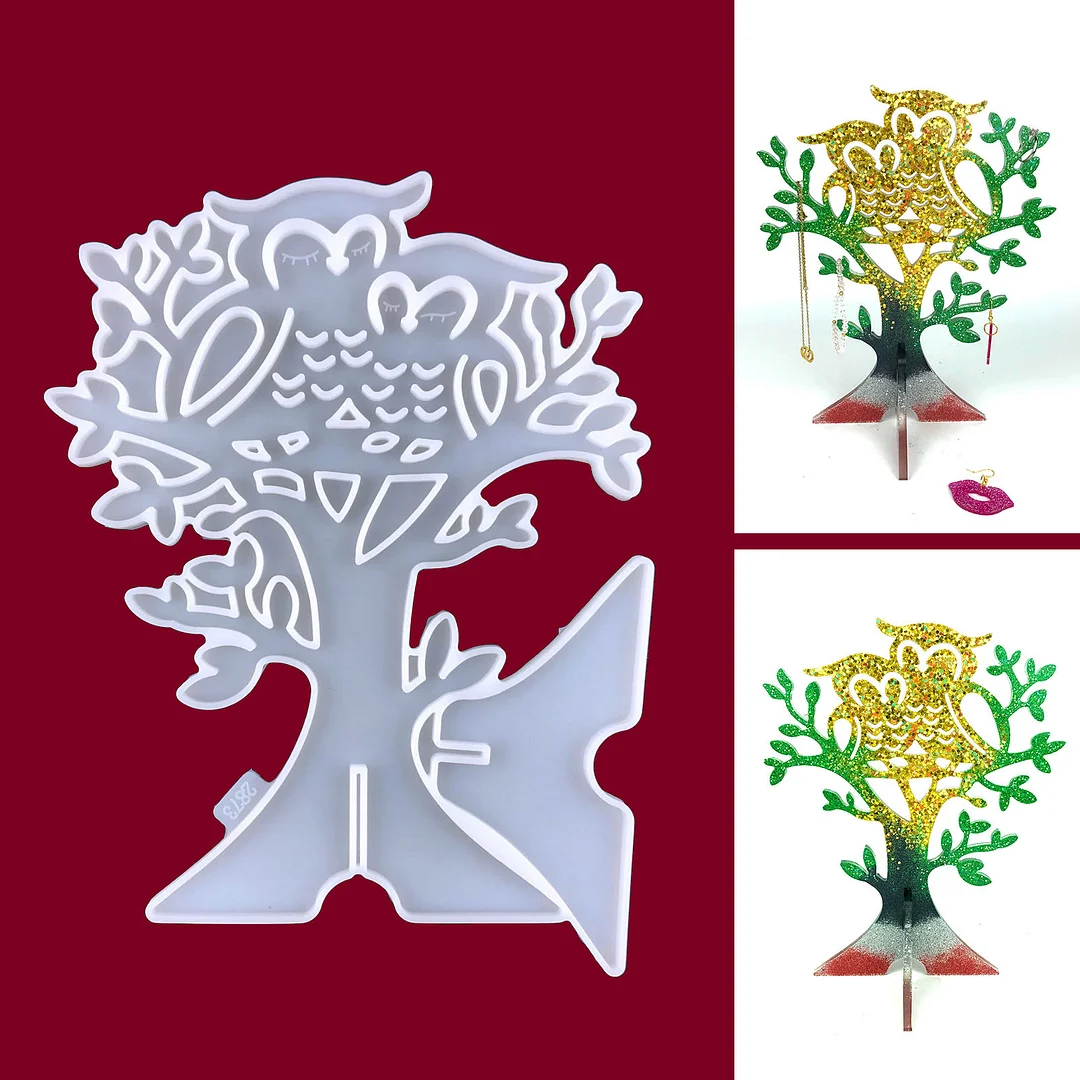 Owl Jewelry Tree Display Stand Silicone Resin Mold