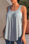 Plus Size Decorative Button Solid Curved Hem Tank Top