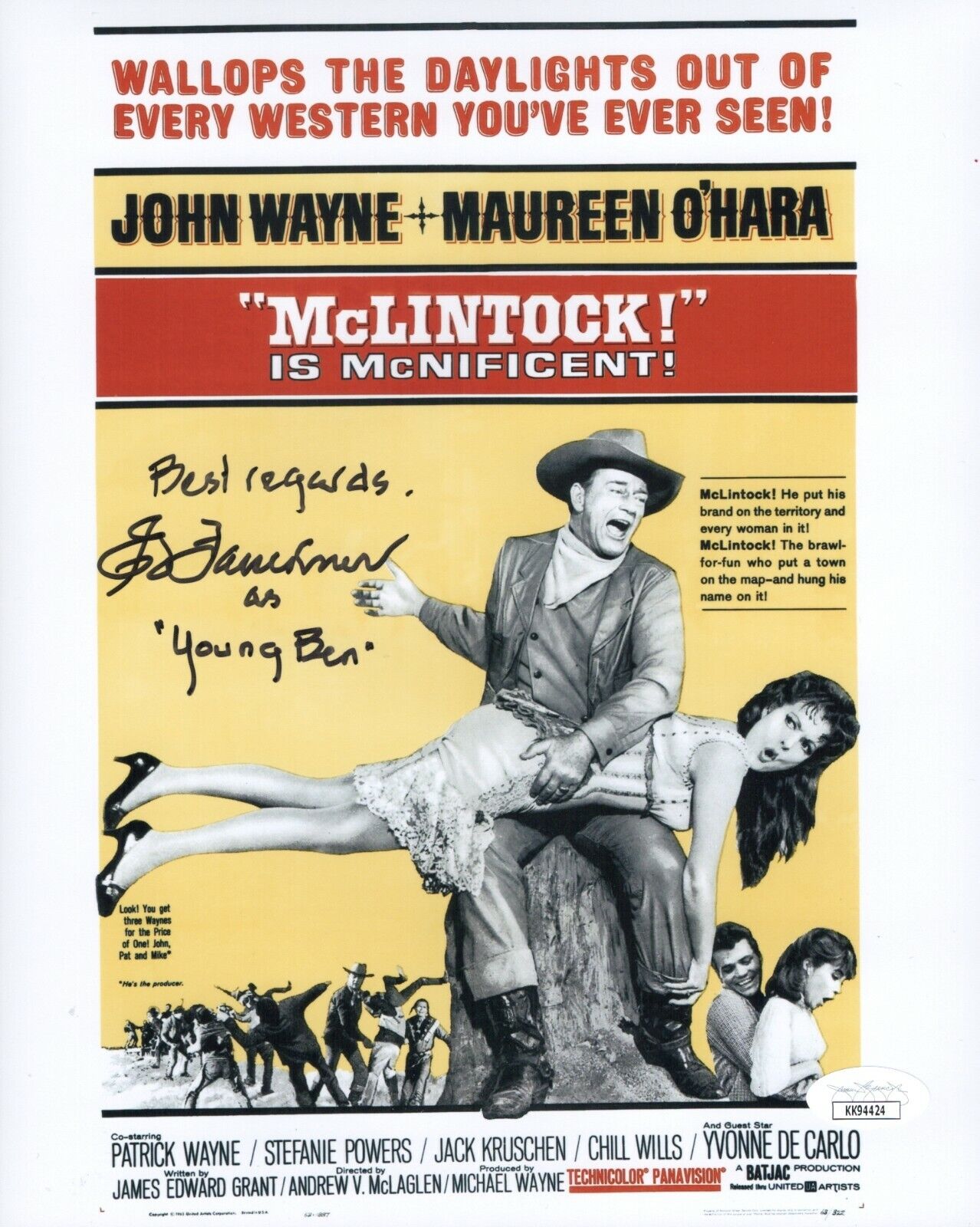 ED FAULKNER Signed 8x10 McCLINTOCK John Wayne Photo Poster painting Autograph JSA COA Cert